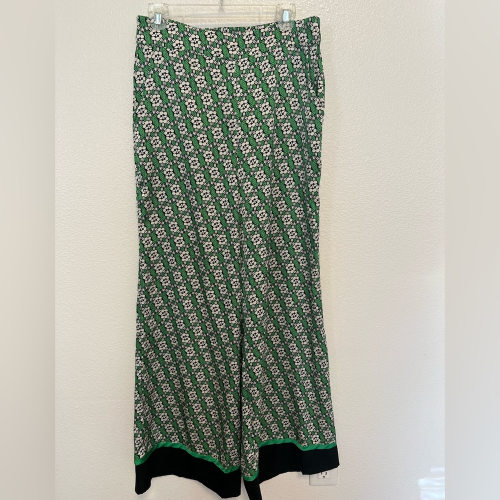Eesome | Wide Leg Printed Pants | Large | Green/Black/White
